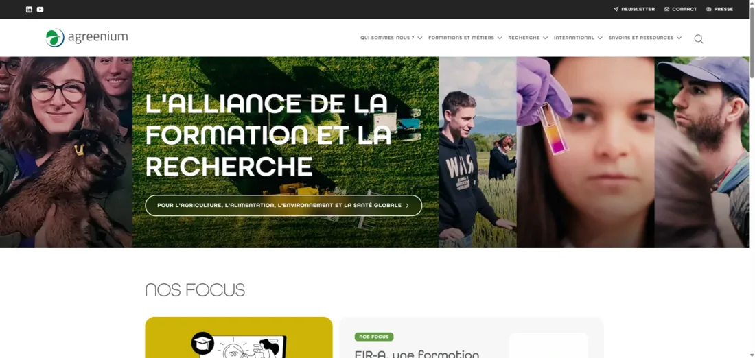 Capture du site Agreenium, issue du portfolio Orizon Studio